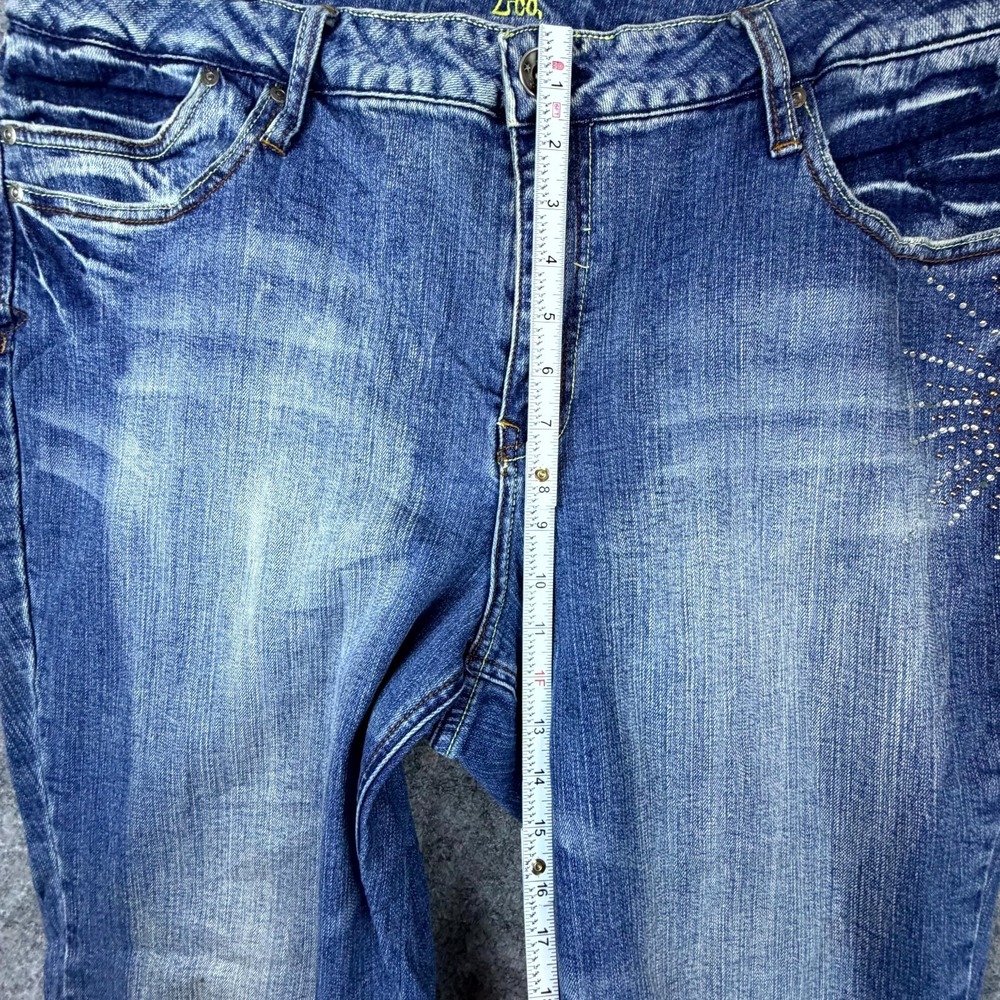 Zco Premium Bootcut Jeans Womens 24 Blue Y2K Denim Beaded Rhinestone Starburst - Picture 6 of 10